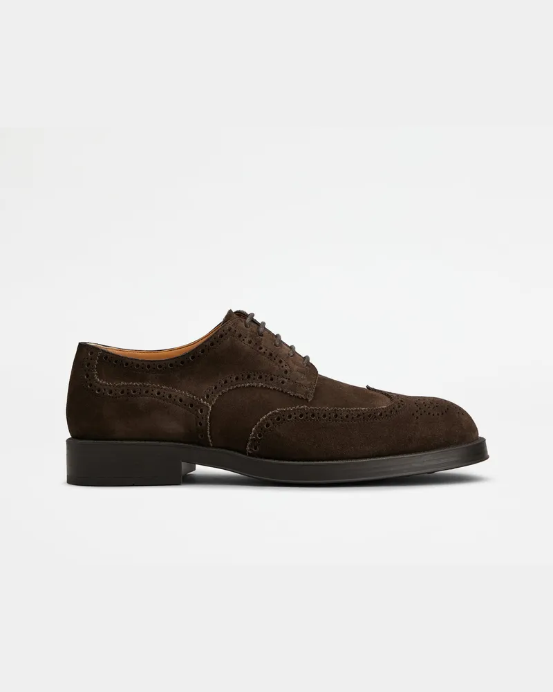 TOD'S Schnürschuhe aus Veloursleder, BRAUN Shoes Braun