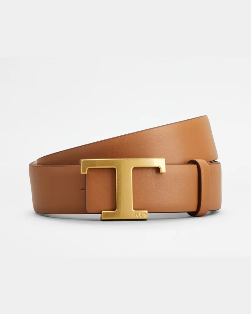 TOD'S Wendbarer Gürtel T Timeless aus Leder, BEIGE,BRAUN, 95 - Belts Beige