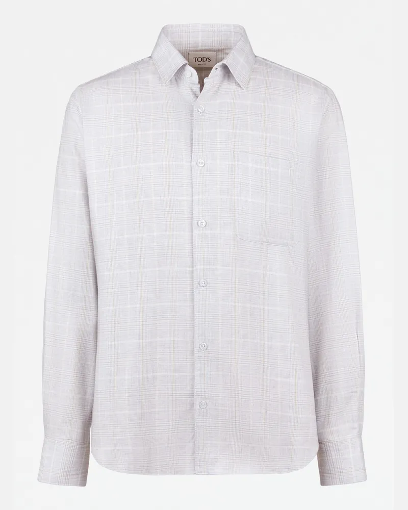 TOD'S Hemd aus Flanell mit Prince-of-Wales-Muster, BEIGE,GRAU,WEISS, XX - Shirts Beige