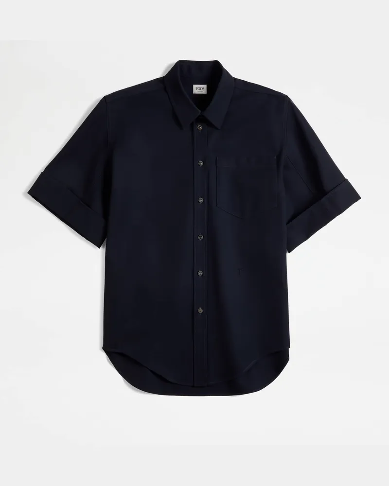 TOD'S Bluse aus Wolle und Baumwolle, BLAU Shirts Blau