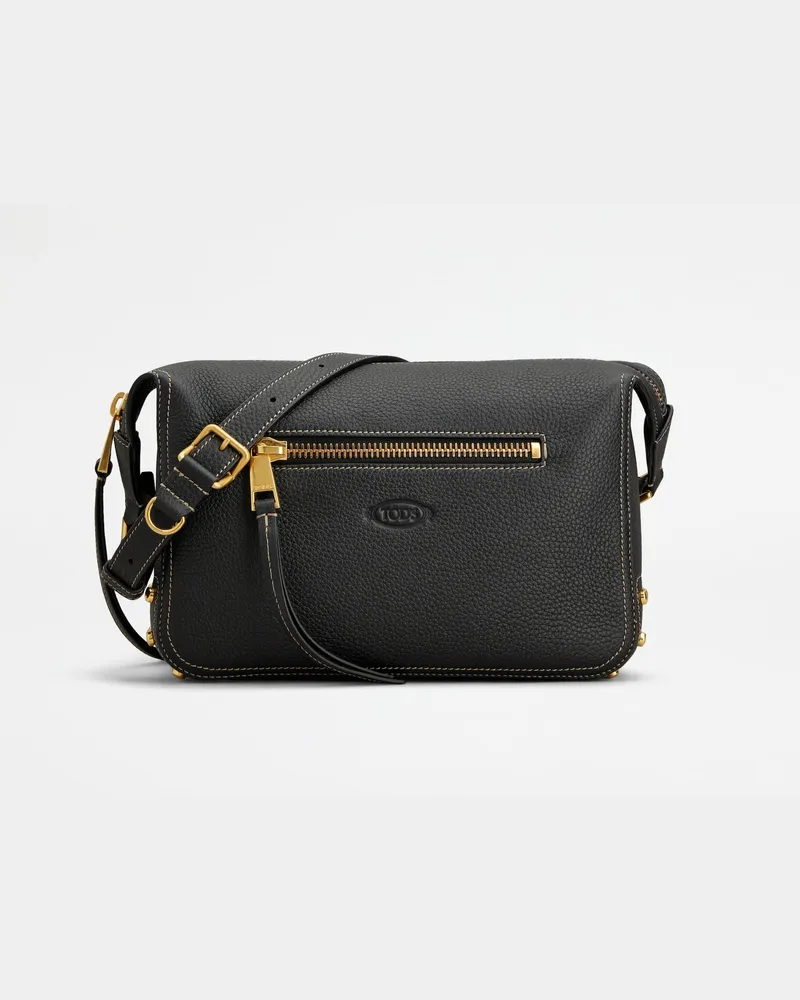 TOD'S Schultertasche Metal Dots aus Leder Mini, SCHWARZ,  - Bags Schwarz