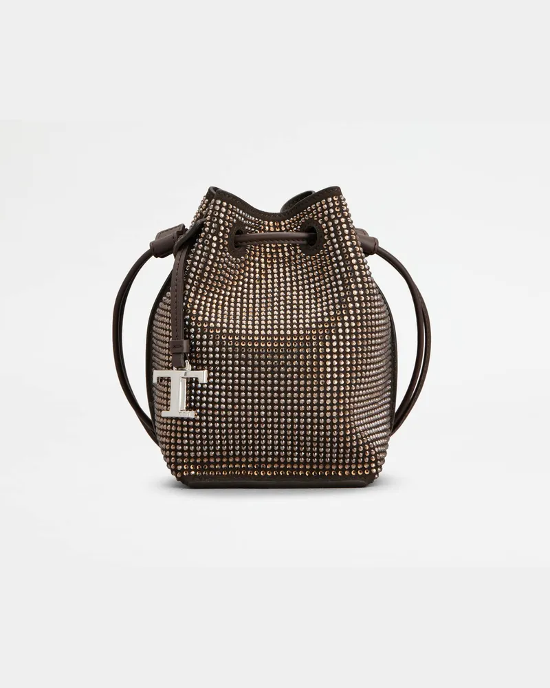 TOD'S Beuteltasche aus Veloursleder Micro, BRAUN,  - Bags Braun