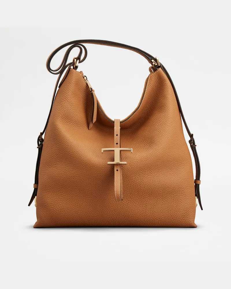 TOD'S Schultertasche T Timeless aus Leder Medium, BRAUN,  - Bags Braun