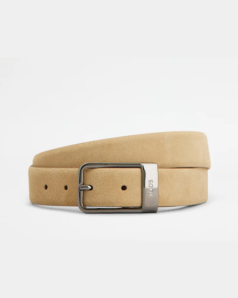 TOD'S Gürtel aus Veloursleder, BEIGE, 95 - Belts Beige