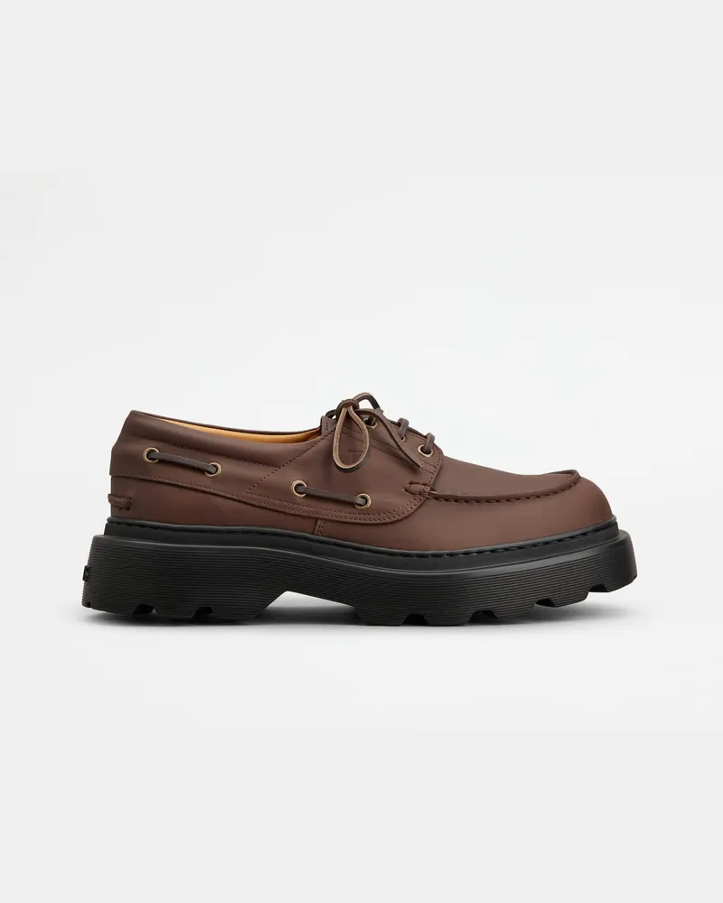 TOD'S Bootsschuhe aus Leder, BRAUN Shoes Braun