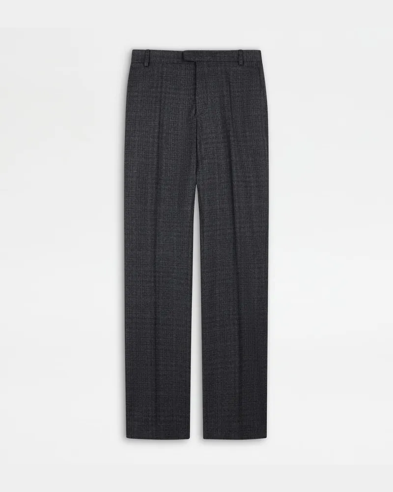 TOD'S Hose aus karierter Wolle, WEISS,SCHWARZ,GRAU Trousers Weiss