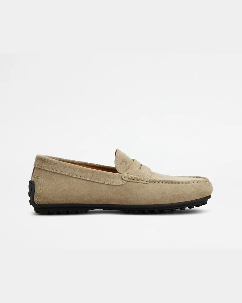 TOD'S Mokassins City Gommino aus Veloursleder, BEIGE Shoes Beige