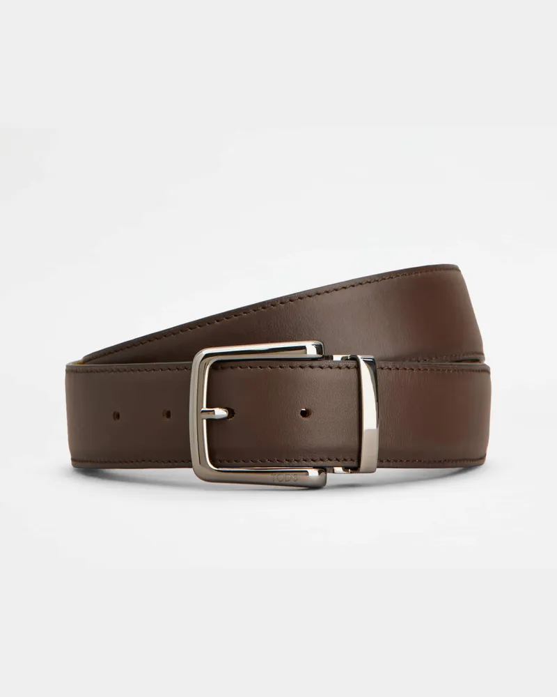 TOD'S Verstellbarer und wendbarer Gürtel aus Leder, BRAUN, 110 - Belts Braun