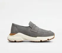 Sportliche Loafers aus Veloursleder, GRAU Shoes