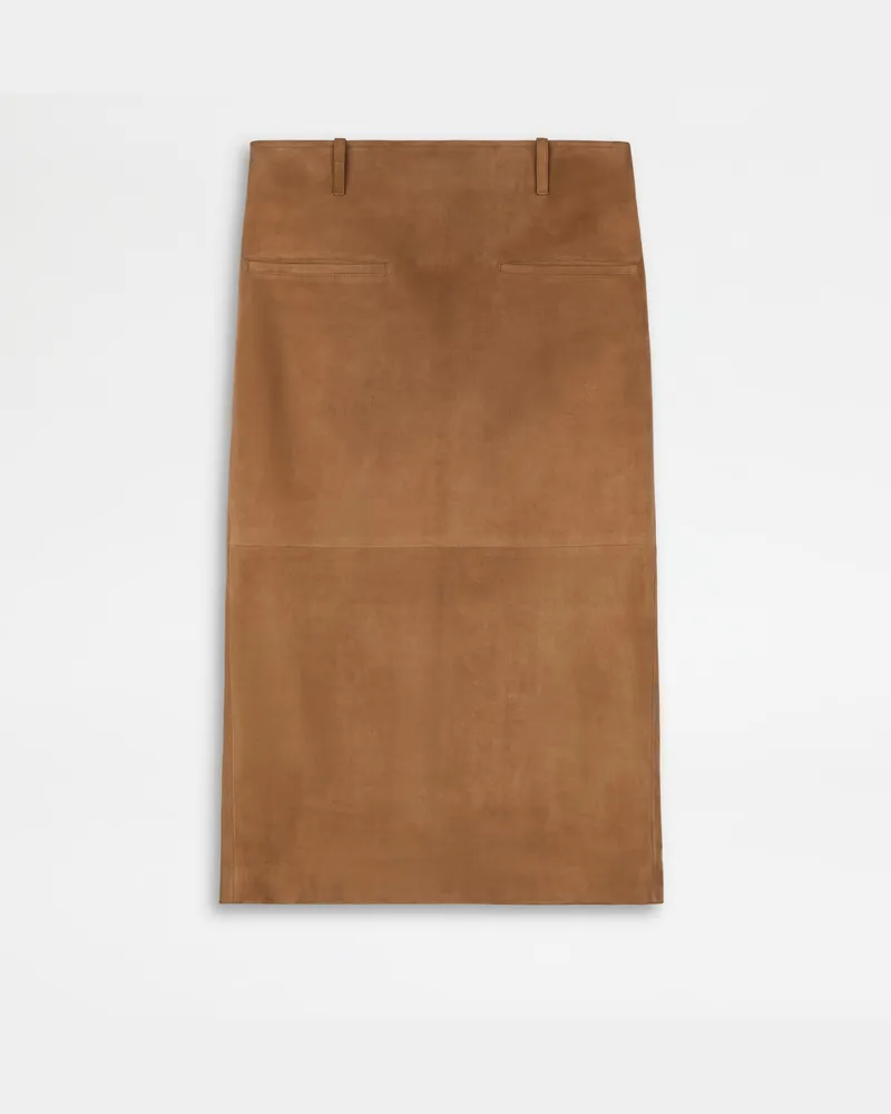 TOD'S Rock aus Pashmy-Veloursleder, BRAUN Skirts Braun