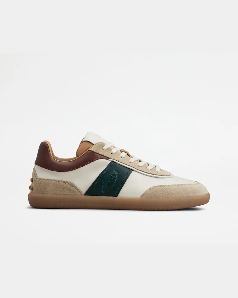 TOD'S Sneakers aus Veloursleder, BRAUN,GRÜN,CREME Shoes Braun