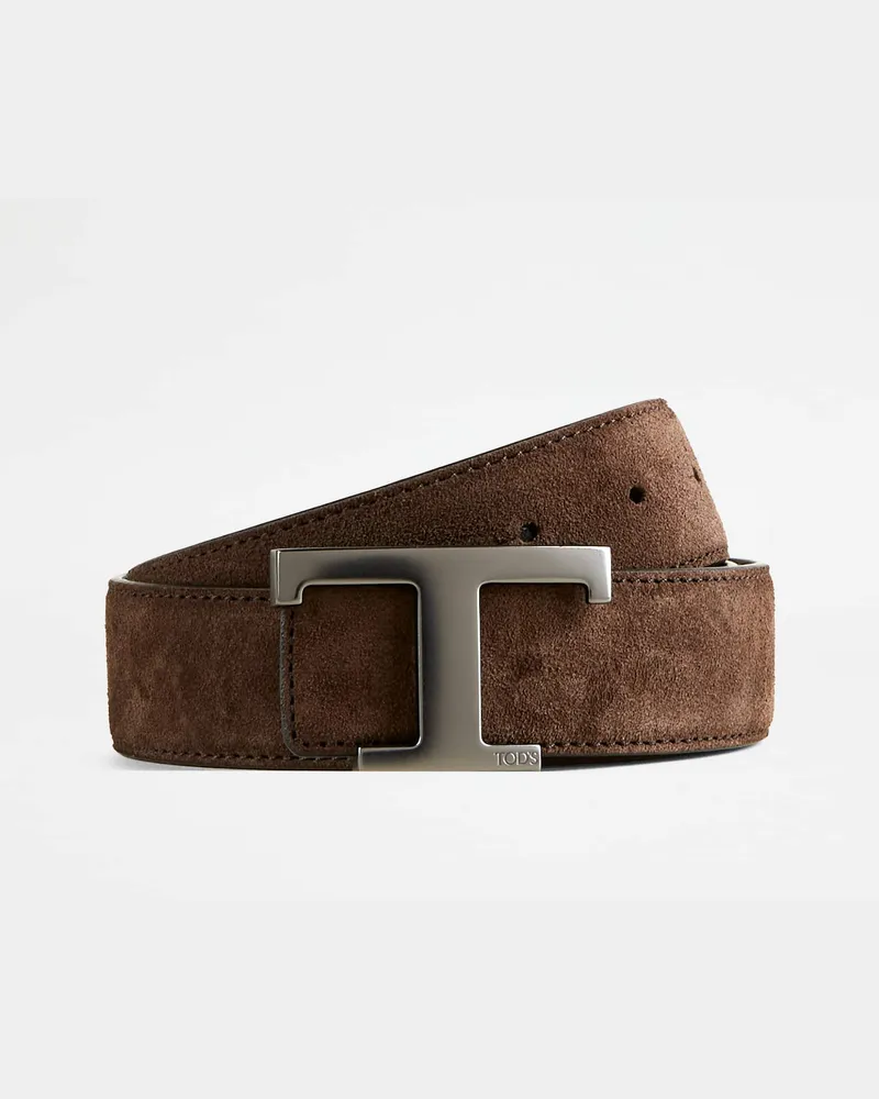 TOD'S Wendbarer Gürtel T Timeless aus Veloursleder, BRAUN, 95 - Belts Braun