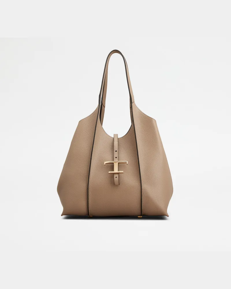 TOD'S Shopper T Timeless aus Leder Small, BEIGE,  - Bags Beige