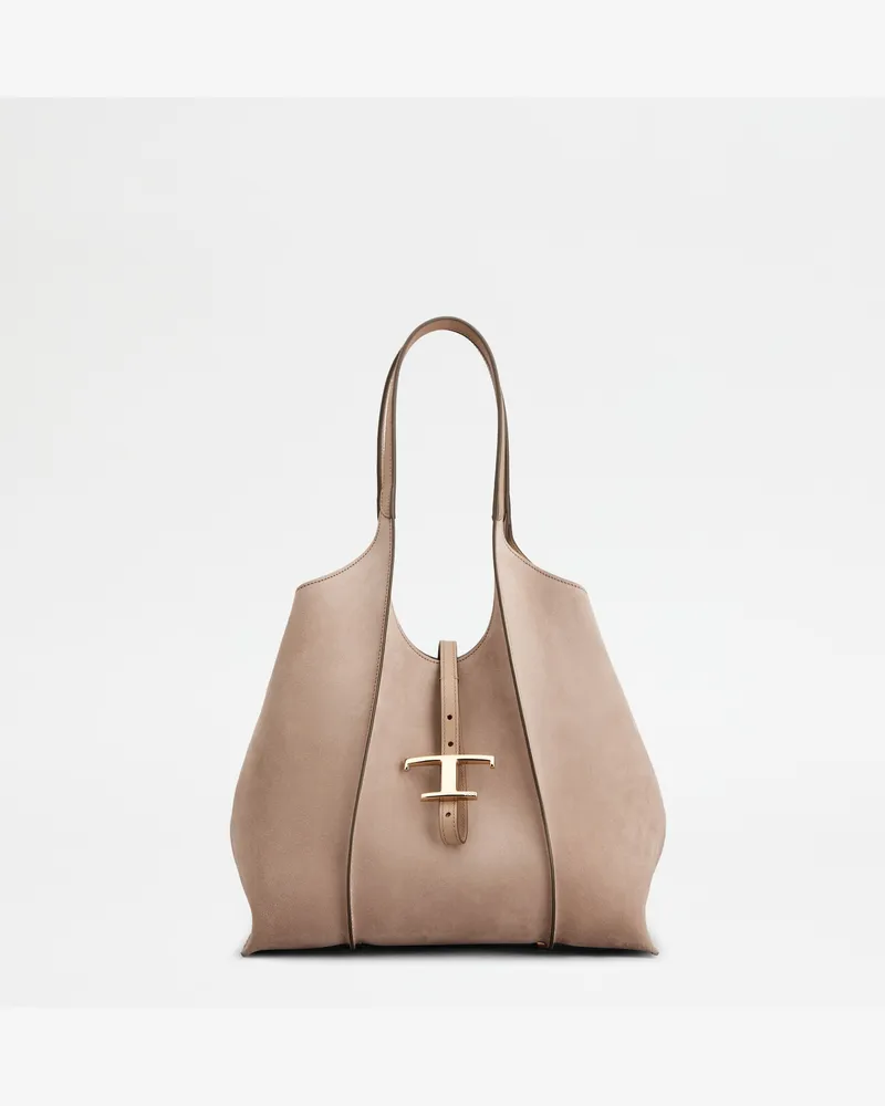 TOD'S Shopper T Timeless aus Veloursleder Small, ROSA,  - Bags Rosa