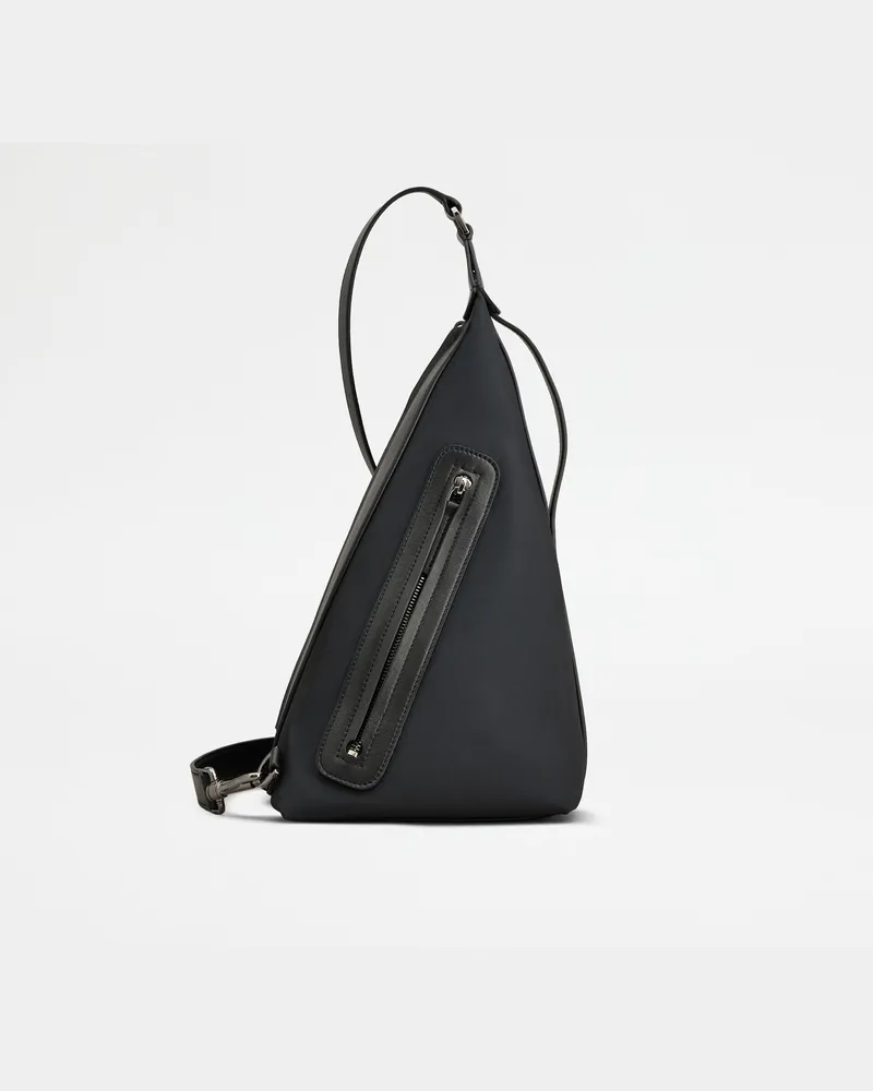 TOD'S Ein-Schulter-Rucksack aus Stoff und Leder Small, SCHWARZ,  - Bags Schwarz