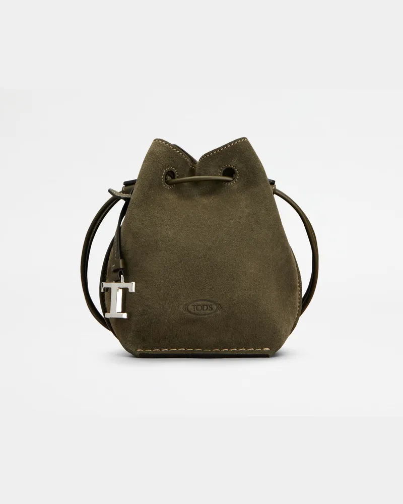TOD'S Beuteltasche aus Veloursleder Micro, GRÜN,  - Bags Grün