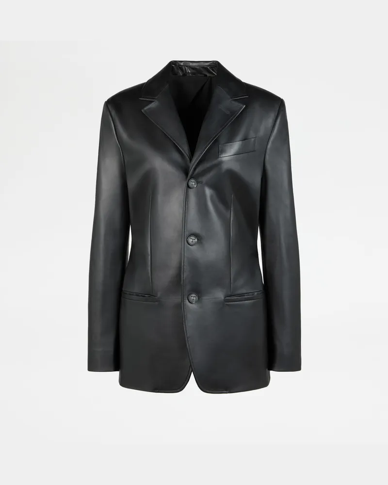 TOD'S Blazer aus Leder, SCHWARZ Jackets Schwarz