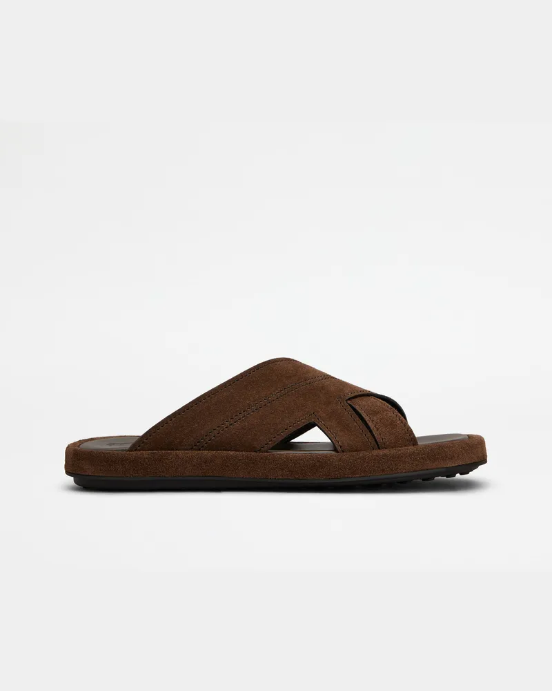 TOD'S Sandalen aus Veloursleder, BRAUN Shoes Braun