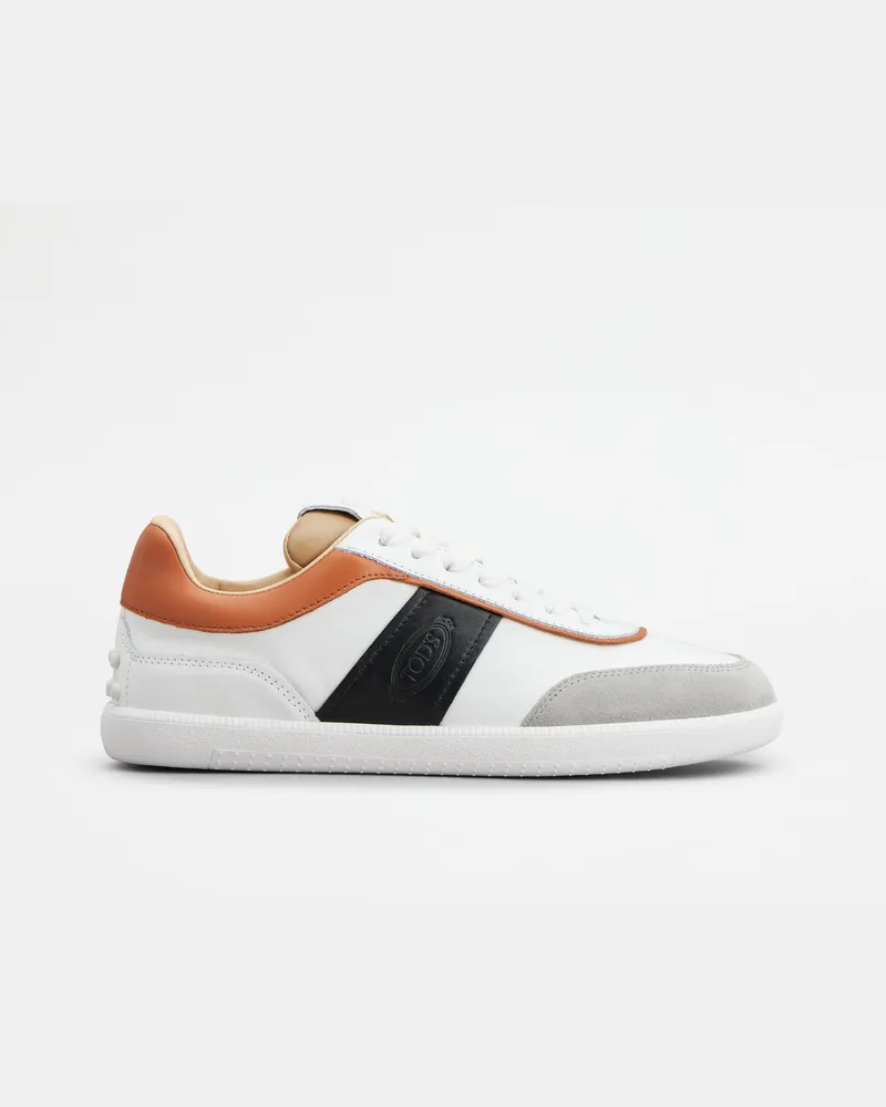 TOD'S Sneakers aus Leder, ORANGE,SCHWARZ,WEISS Shoes Orange