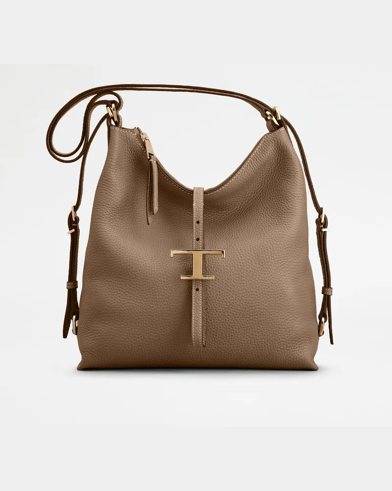 TOD'S Schultertasche T Timeless aus Leder Small, BEIGE,  - Bags Beige
