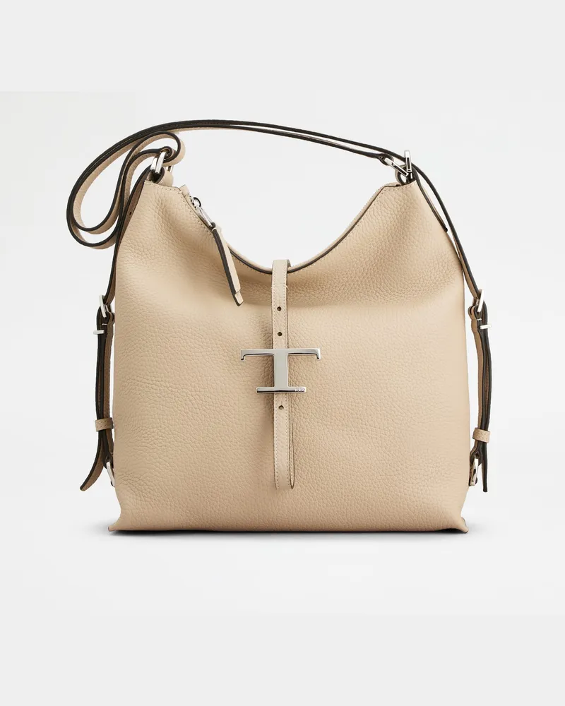 TOD'S Schultertasche T Timeless aus Leder Small, BEIGE,  - Bags Beige