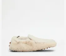 Mokassins Gommino Glove aus Shearling, CREME Shoes