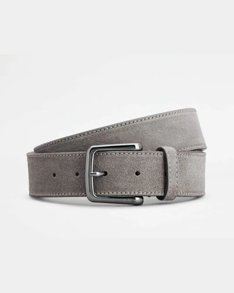 TOD'S Gürtel aus Veloursleder, GRAU, 95 - Belts Grau
