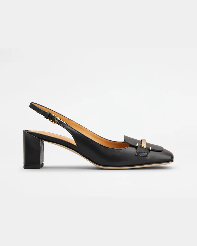 TOD'S Slingback-Pumps aus Leder, SCHWARZ Shoes Schwarz
