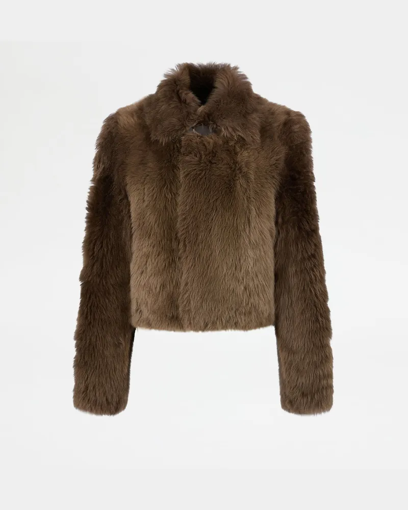TOD'S Short Jacket aus Shearling, BRAUN Coat / Trench Braun