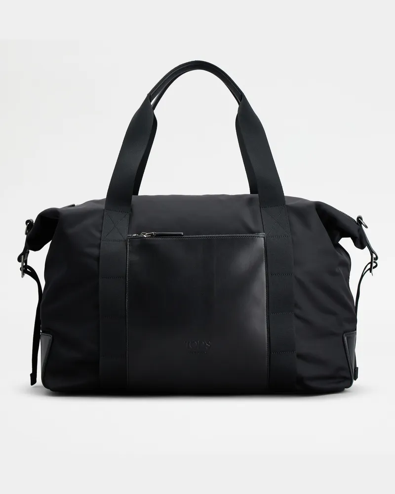 TOD'S Duffle-Tasche aus Stoff und Leder Large, SCHWARZ,  - Bags Schwarz