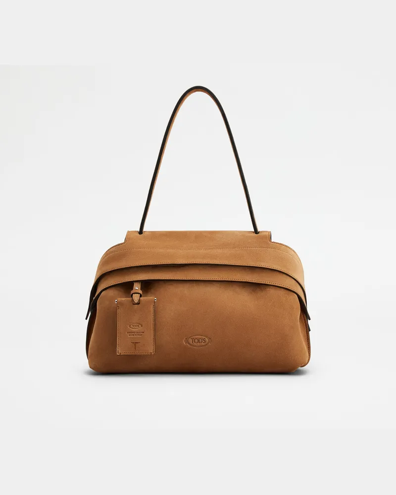 TOD'S Wave Bag aus Veloursleder Small, BRAUN,  - Bags Braun