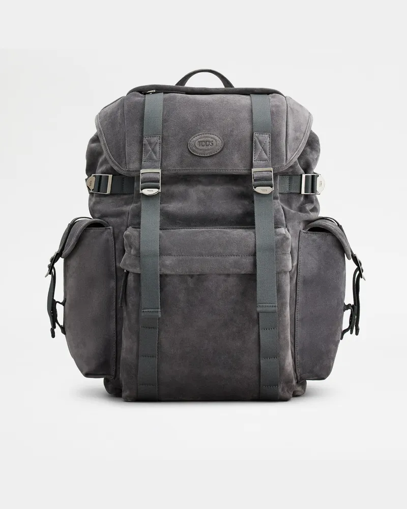 TOD'S Rucksack aus Veloursleder Medium, GRAU,  - Bags Grau