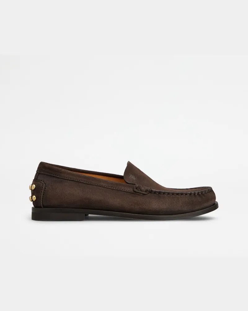 TOD'S Slipper-Loafers aus Veloursleder, BRAUN Shoes Braun