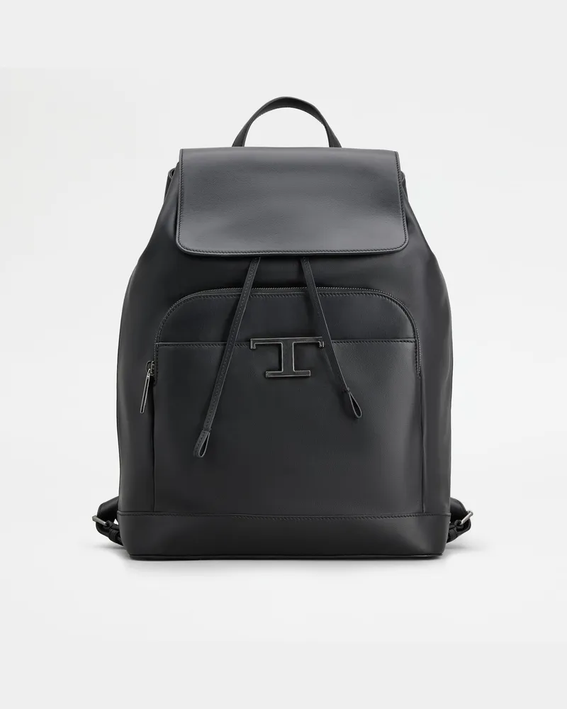 TOD'S Rucksack T Timeless aus Leder Medium Schwarz