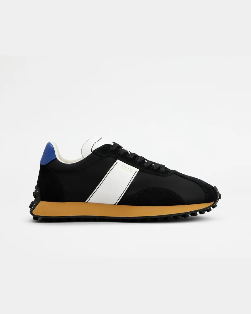 TOD'S Sneakers T Vintage aus Leder und technischem Gewebe, WEISS,SCHWARZ Shoes Weiss