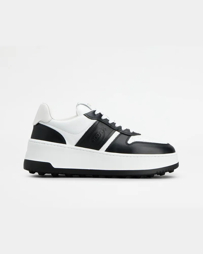TOD'S Platform-Sneakers aus Leder, SCHWARZ,WEISS Shoes Schwarz