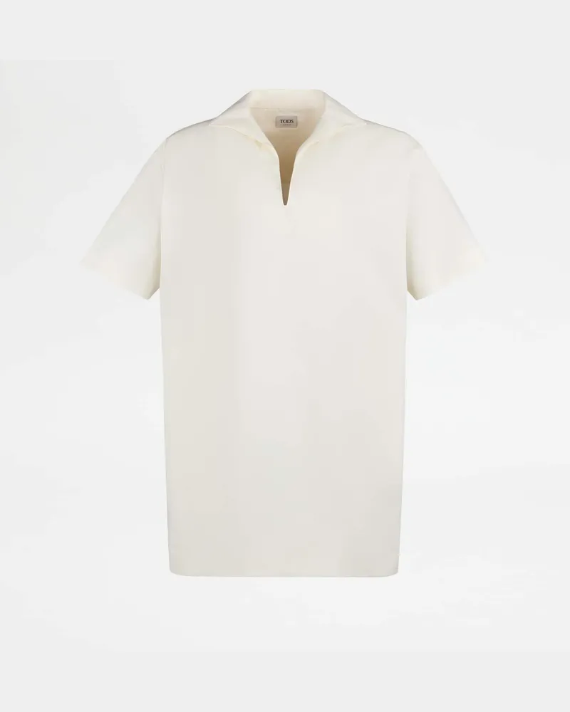 TOD'S Hemdblusenkleid aus Baumwolle und Seide, WEISS Clothing Weiss