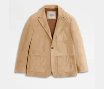 Blazer aus Veloursleder Pashmy, BEIGE Coat / Trench