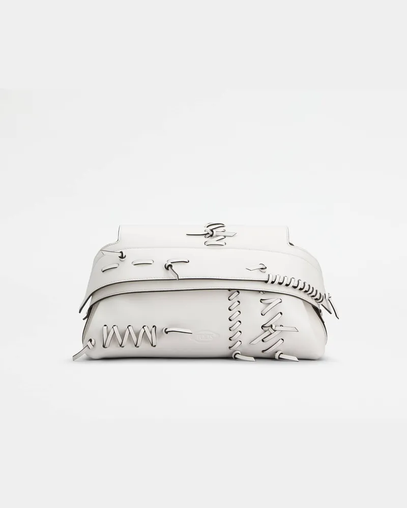 TOD'S Wave Pouch aus Leder Mini, WEISS,  - Bags Weiss