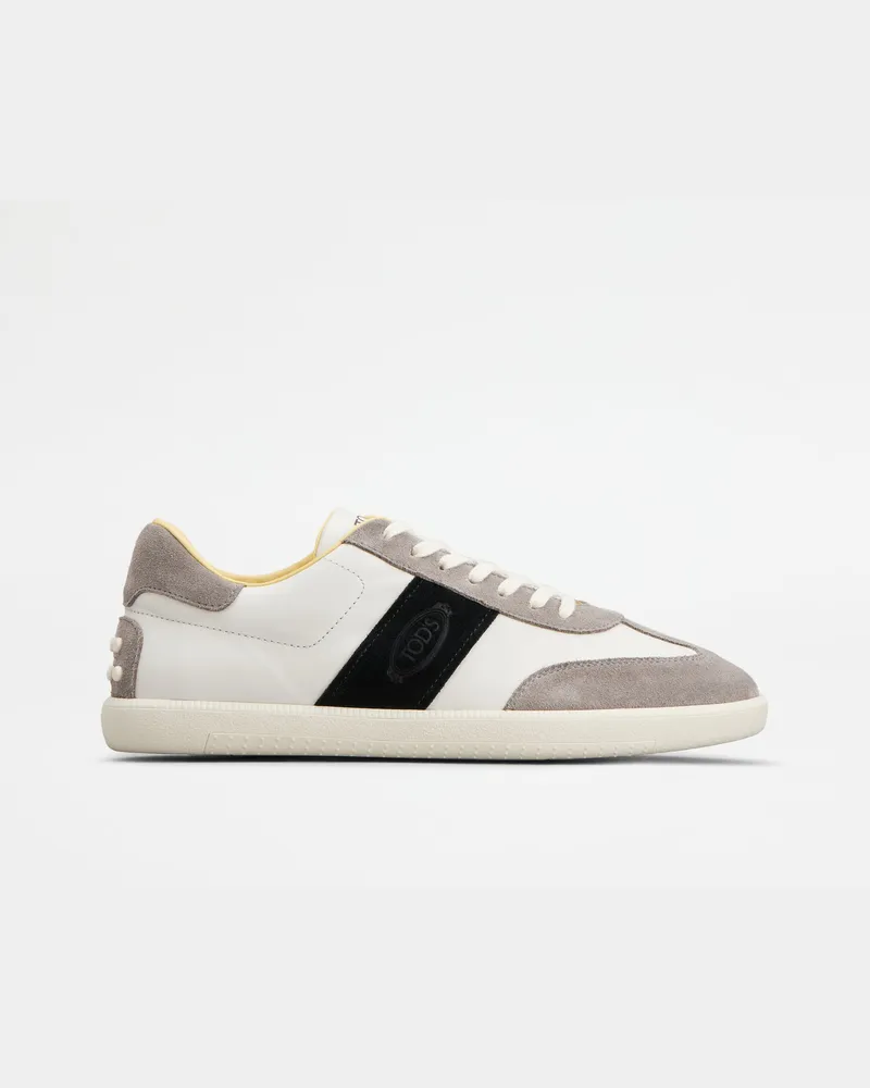 TOD'S Tabs Sneakers aus Glattleder und Veloursleder, SCHWARZ,GRAU,WEISS Shoes Schwarz