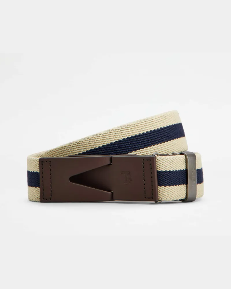 TOD'S Gürtel aus Canvas und Leder, BRAUN,BLAU,BEIGE Belts Braun