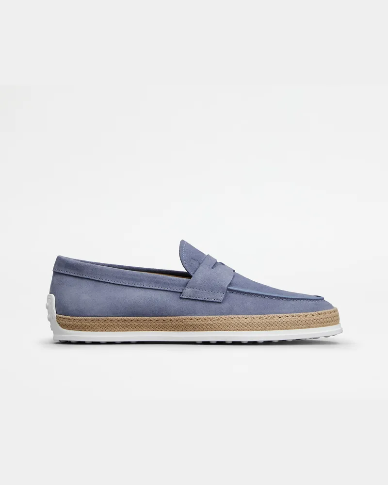 TOD'S Loafers aus Veloursleder, HELLBLAU Shoes Hellblau