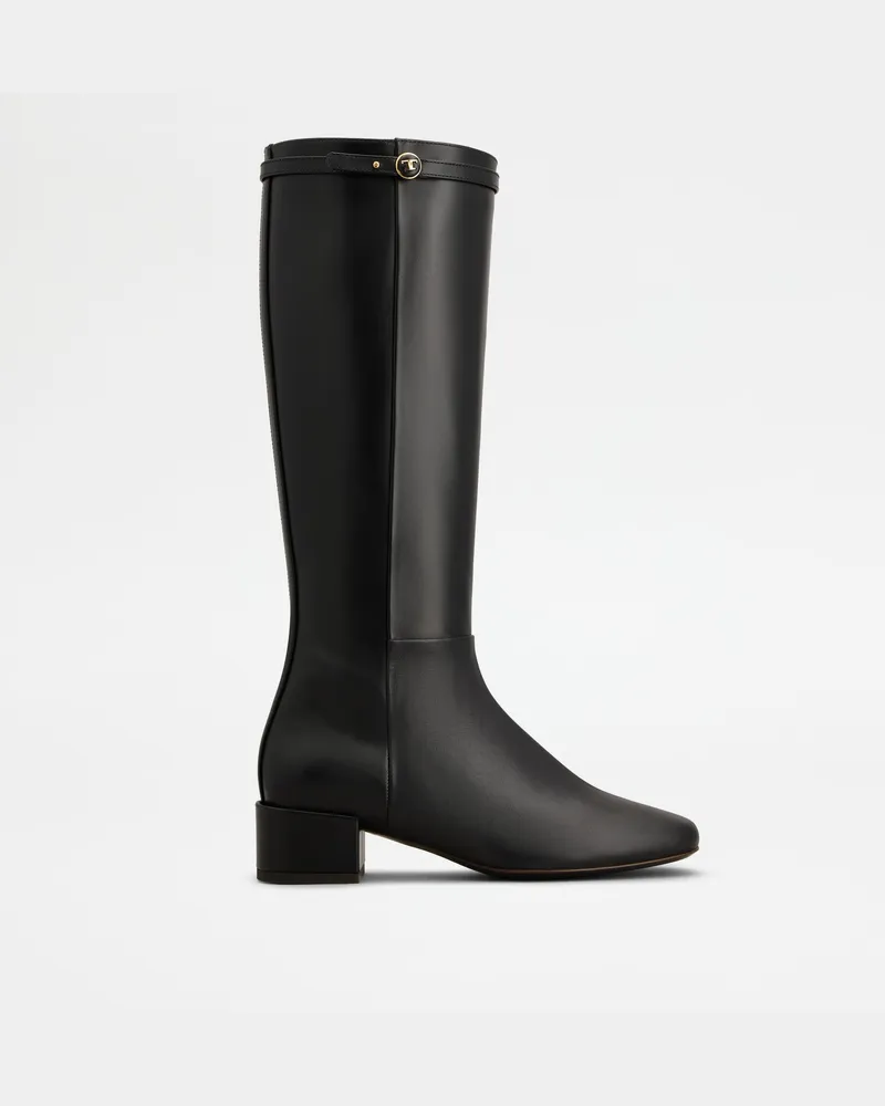 TOD'S Stiefel aus Leder, SCHWARZ Shoes Schwarz