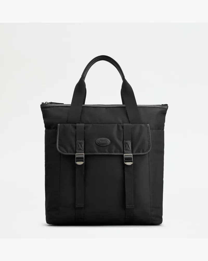 TOD'S Tasche-Rucksack aus Stoff und Leder Medium, SCHWARZ,  - Bags Schwarz