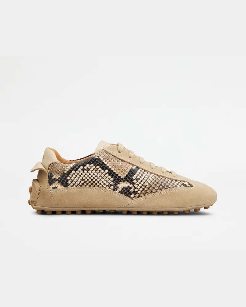 TOD'S Sneakers aus Veloursleder und Leder, SCHWARZ,NATUR,BEIGE Shoes Schwarz