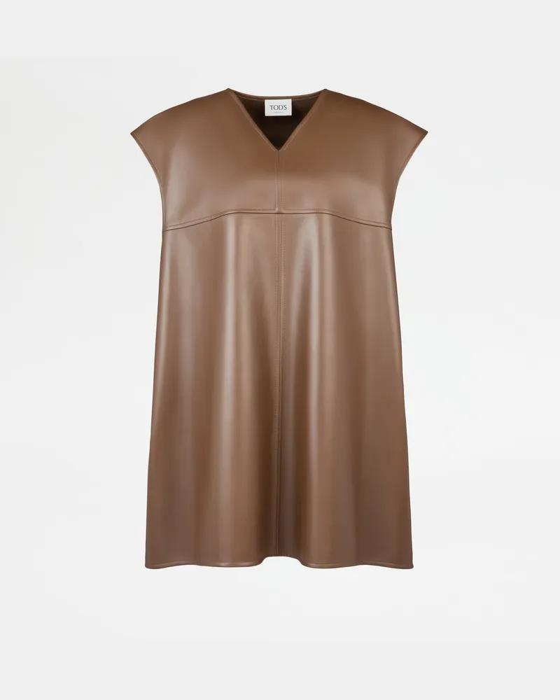 TOD'S Tunika aus Leder, BRAUN Coat / Trench Braun