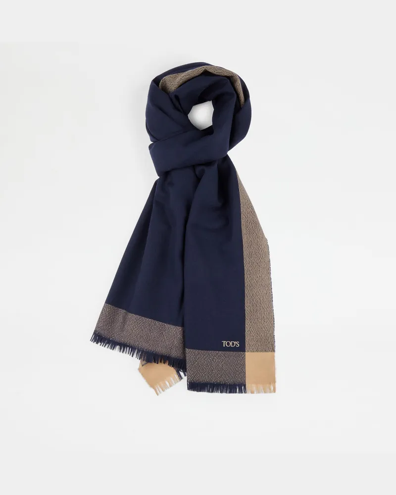 TOD'S Schal aus einer aufgerauten Kaschmirmischung, BLAU,  - Bags Blau
