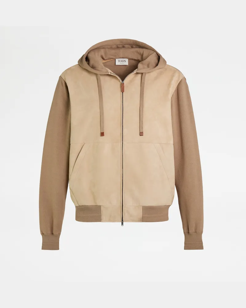 TOD'S Bomberjacke aus Strick und Pashmy, BEIGE Coat / Trench Beige