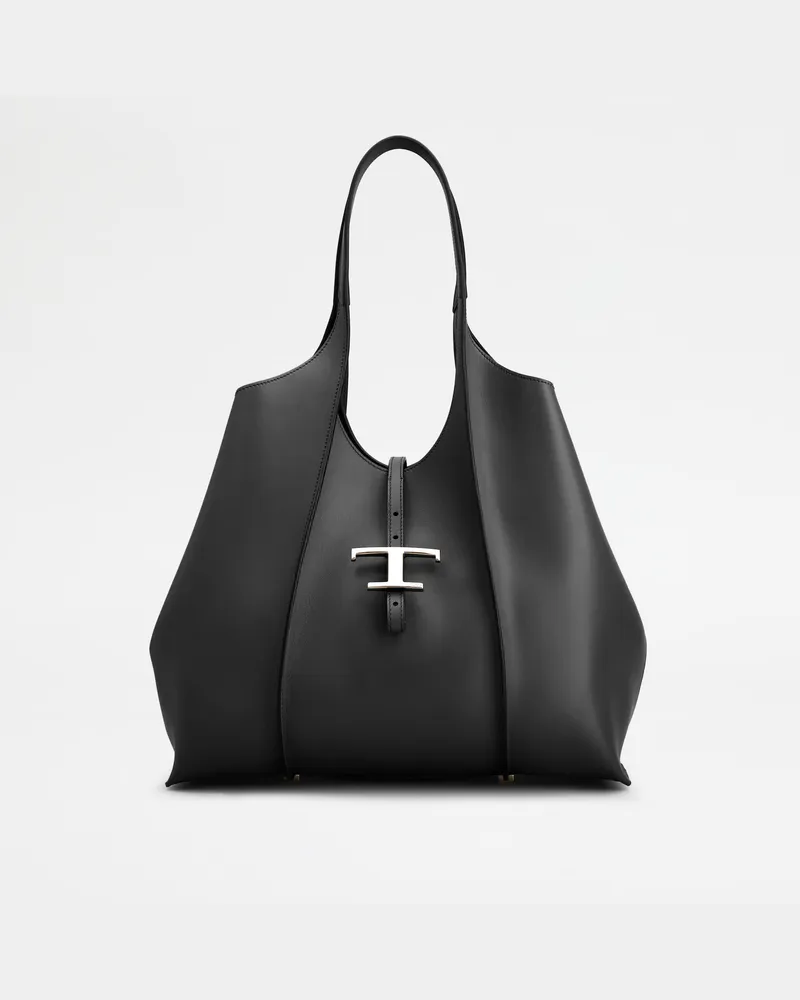 TOD'S Shopper T Timeless aus Leder Medium, SCHWARZ,  - Bags Schwarz