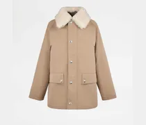 2-in-1-Parka aus technischer Baumwolle und Shearling, GRAU Coat / Trench